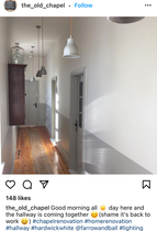 Colours in a dark hallway with picture and dado rails