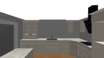 Kitchen design dilemma - taller cabinets or bigger gap between countertop and cabinets?