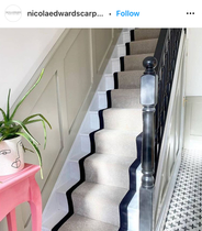 Colours in a dark hallway with picture and dado rails