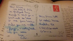 Strange bookmark found in a book.