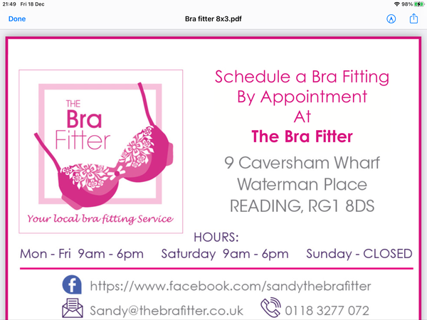 Bra fitter Hants/Berks/Surrey borders aka disappointing bra shop with Bravissimo and John Lewis