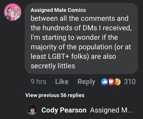 Creator of “assigned male” comics is a “little”