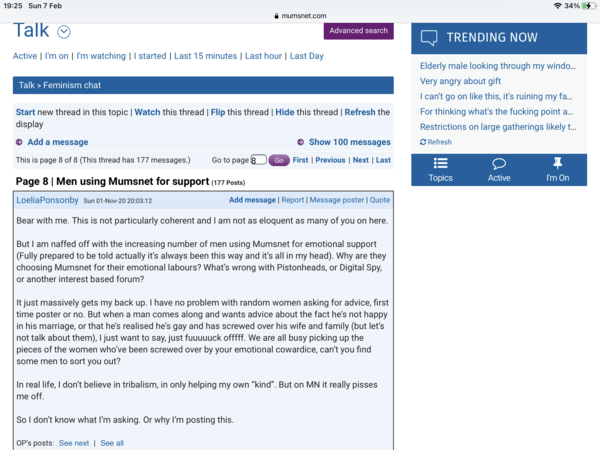 Men using Mumsnet for support