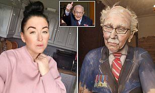 Woman makes tribute to Captain Tom by using make up to look like him