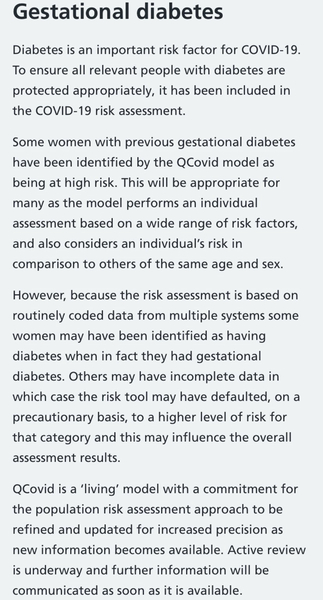 Recent notice to shield (Feb 2021) and history of gestational diabetes