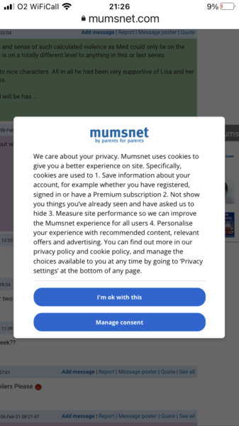 Cookie message all the time?