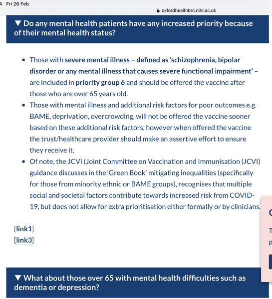 Covid vaccine - mental health