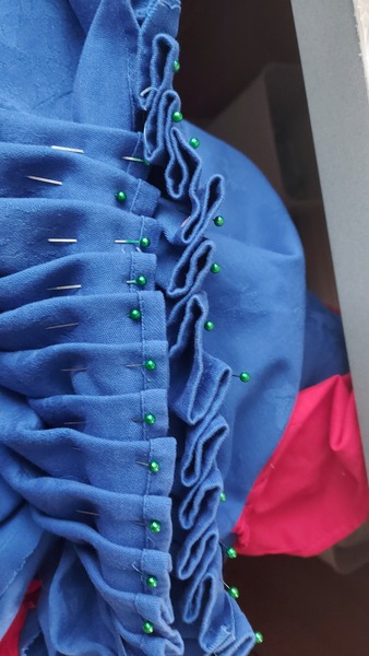 If I'm doing a frill on a full circle skirt should it be cut on a curve or straight?