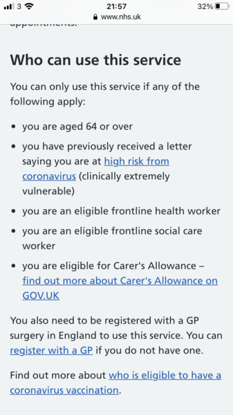 Vaccine - unpaid carers