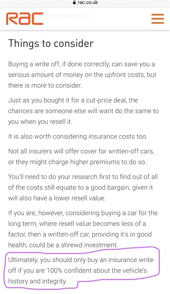 Car written off for much less than value
