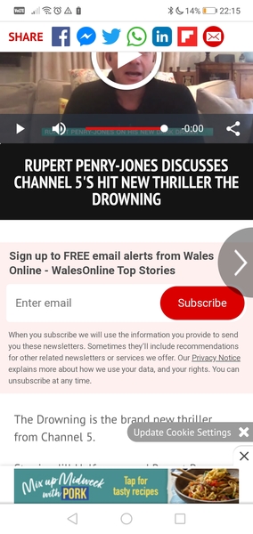 The Drowning starts tonight on C5 at 9pm for 3 evenings Jill Halfpenny and Rupert Perry-Jones