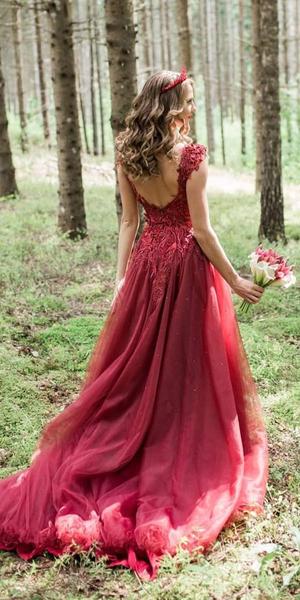 Wedding dress for older bride, non white, forest wedding