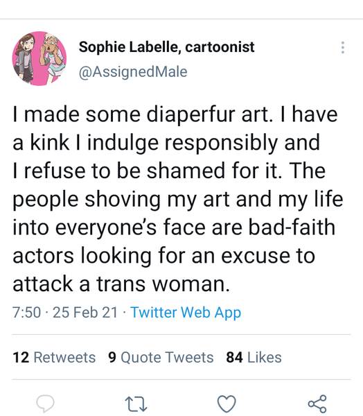 Creator of “assigned male” comics is a “little”