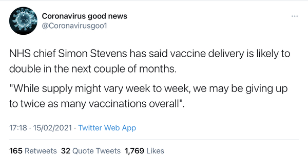10 million people vaccinated already - brilliant!