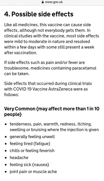 Feeling poorly after Astra Zeneca