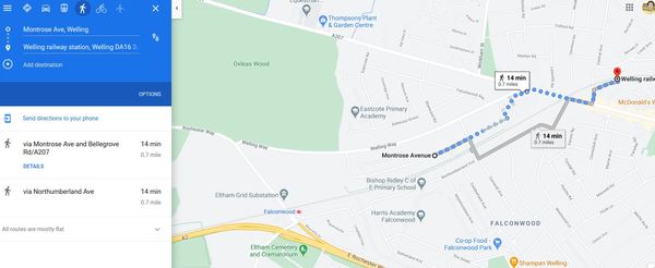 Shortcut from this road to Falconwood railway station