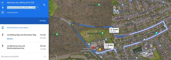 Shortcut from this road to Falconwood railway station