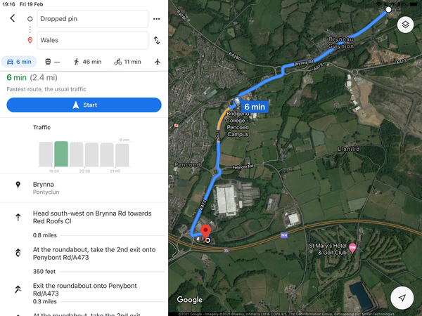 Living within one hour of Cardiff