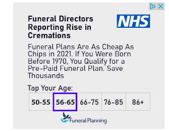 'NHS' Funeral Planning advert