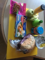 does this sound nice...curried fish finger sandwich with bombay mix