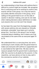 Can someone clarify the asthma situation?
