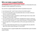 Does this situation count for forming a support bubble?