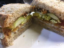 does this sound nice...curried fish finger sandwich with bombay mix