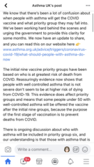 Can someone clarify the asthma situation?