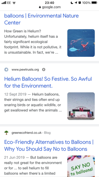 Helium filled balloons - delivered?