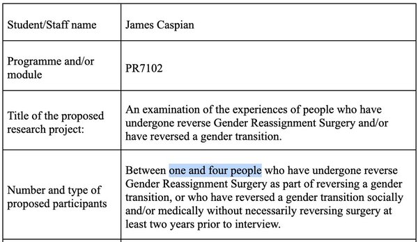 James Caspian's detransitioners research - ECHR application declined