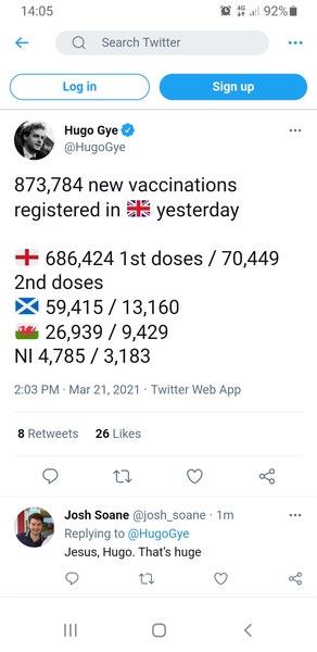 26.8 million people vaccinated thread started 20th March