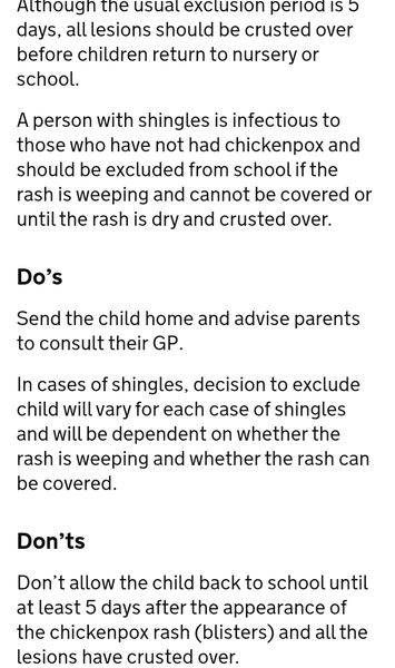 Sending child to nursery with potential chickenpox?