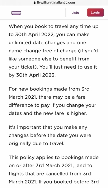 Virgin Atlantic to New York - are bookings 'safe'? Don't mind a change in dates.