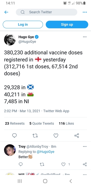 16.8 million people vaccinated already - brilliant!