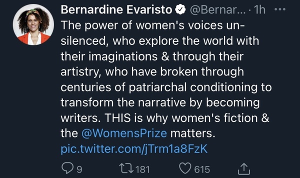 TW nominated for the womens prize for fiction