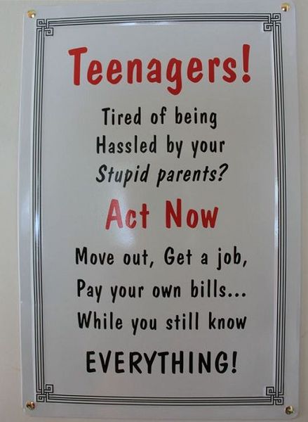 Things I've done wrong according to teen DD