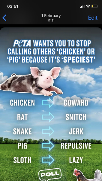 To stop using animal names as insults?