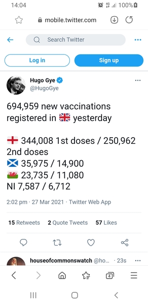 26.8 million people vaccinated thread started 20th March