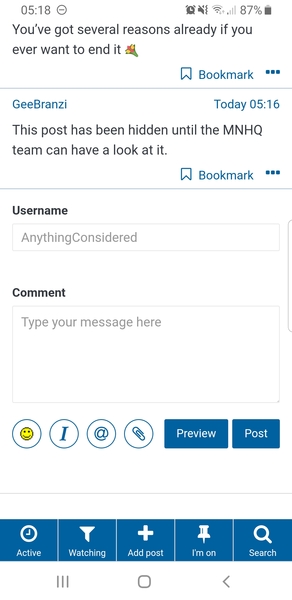 'Post has been hidden' message