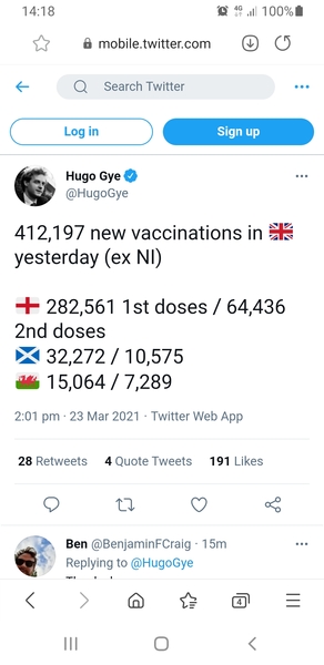 26.8 million people vaccinated thread started 20th March