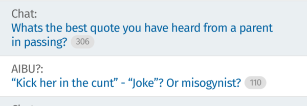 Active thread topics talk to each other. Aibu to think so?