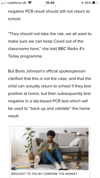 If your child has a +ve lateral flow test in school they will have to isolate even if they later pass the full PCR test