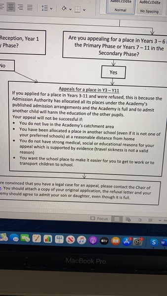 Secondary School Appeal help please