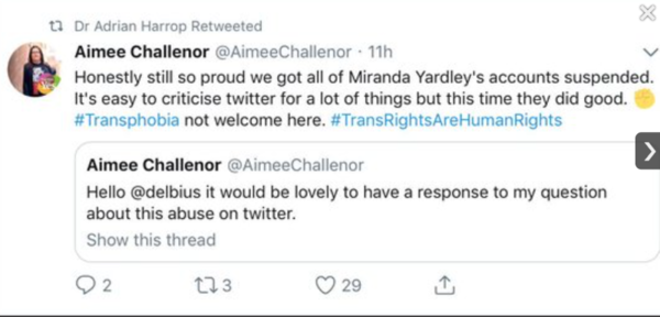 Reddit banning users for sharing Julie Bindel article