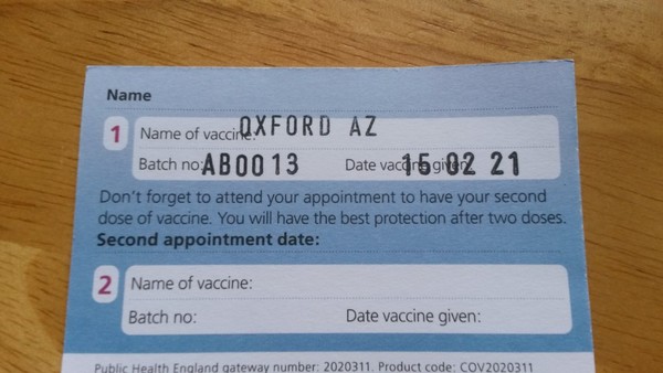 Batch number not written on vaccination card