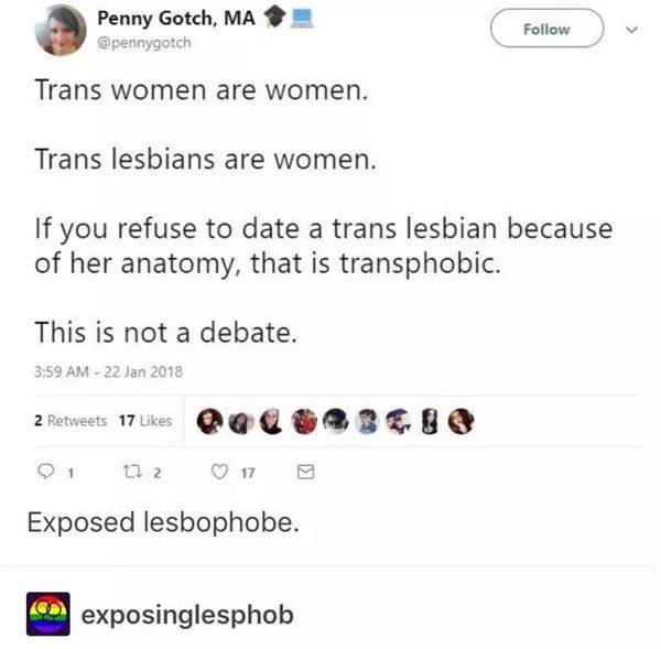 Evidence of TRA /Gender Idealogue Homophobia