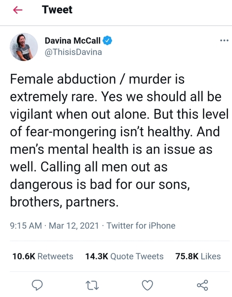 Davina McCall's tweet