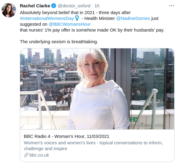 Nadine Dorries: low pay for nurses OK as their husbands pay will make up for it