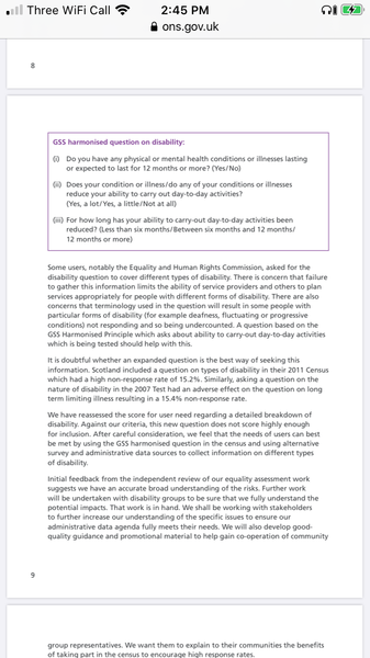 To be peed off that the Census doesn’t ask about disability?