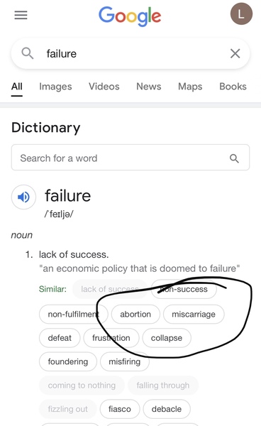 Google thinks having an abortion or miscarriage is ‘failure’